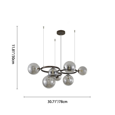 Contemporary Scandinavian Spherical Alloy Glass LED Pendant Light For Living Room