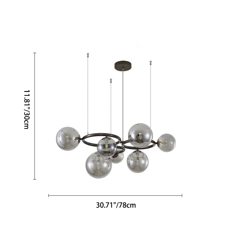 Contemporary Scandinavian Spherical Alloy Glass LED Pendant Light For Living Room