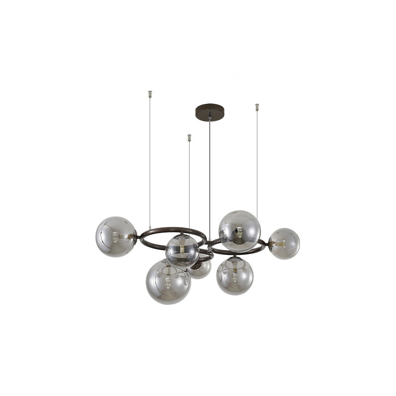 Contemporary Scandinavian Spherical Alloy Glass LED Pendant Light For Living Room