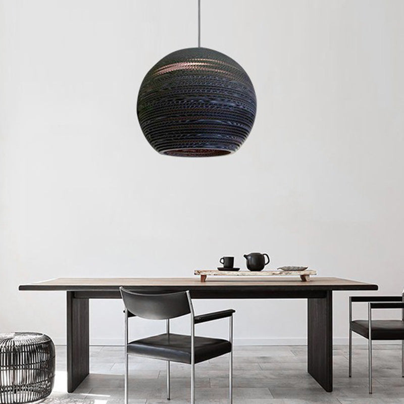 Contemporary Scandinavian Honeycomb Sphere Stainless Steel Cardboard 1-Light Pendant Light For Bedroom