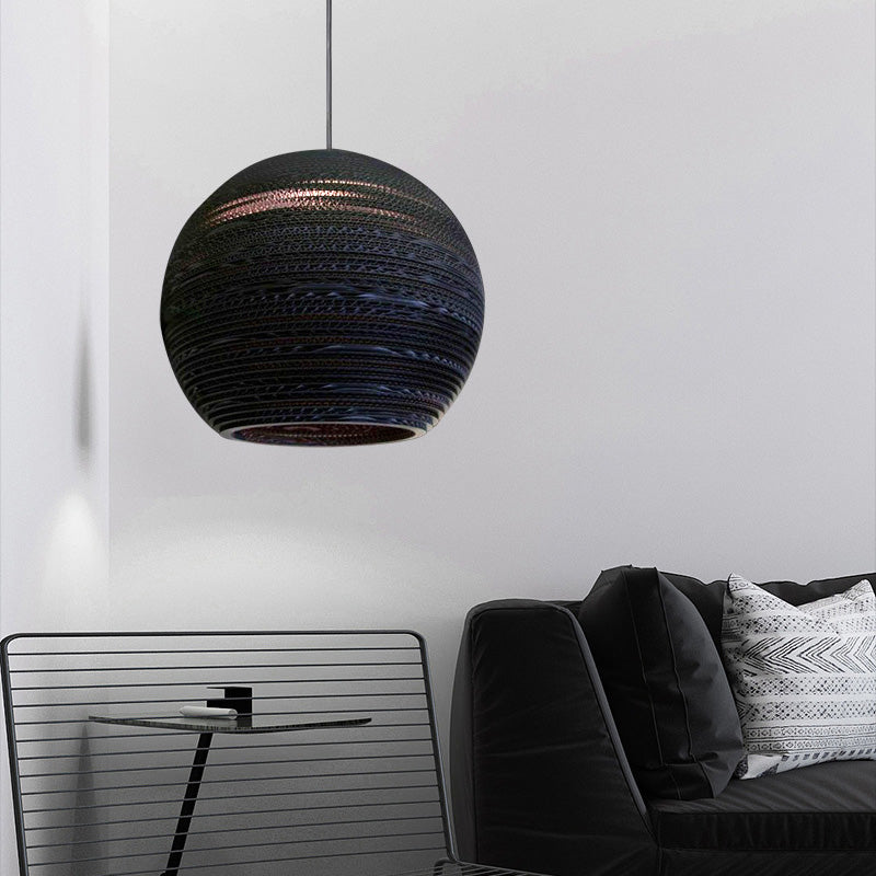 Contemporary Scandinavian Honeycomb Sphere Stainless Steel Cardboard 1-Light Pendant Light For Bedroom