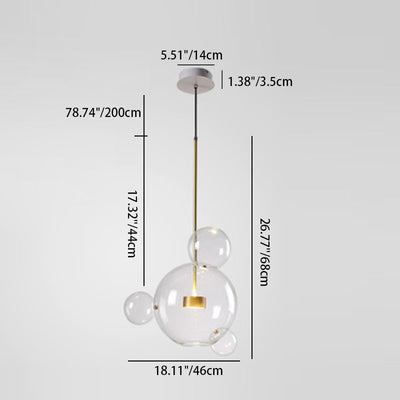 Zeitgenössische kreative transparente Kugel Metall Kupfer Glas LED Pendelleuchte für Wohnzimmer 