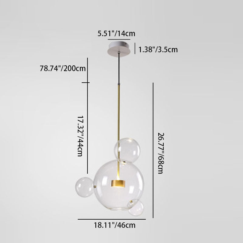 Zeitgenössische kreative transparente Kugel Metall Kupfer Glas LED Pendelleuchte für Wohnzimmer 