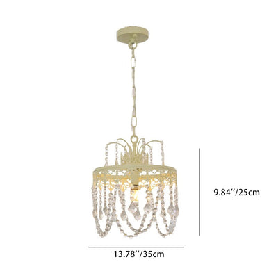 Modern Luxury Round Iron Crystal Glass 1-Light Pendant Light For Bedroom