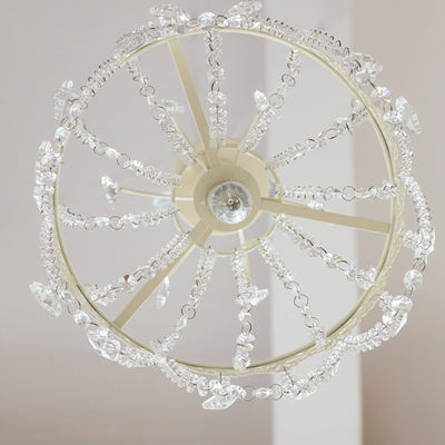 Modern Luxury Round Iron Crystal Glass 1-Light Pendant Light For Bedroom