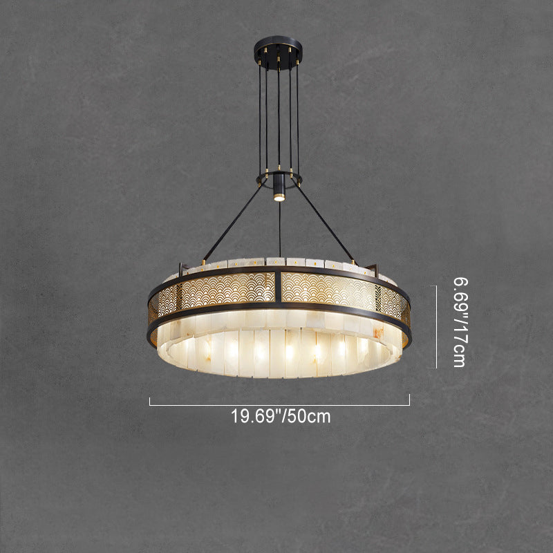 Modern Luxury Circle Copper Marble 9/12 Light Chandelier For Living Room