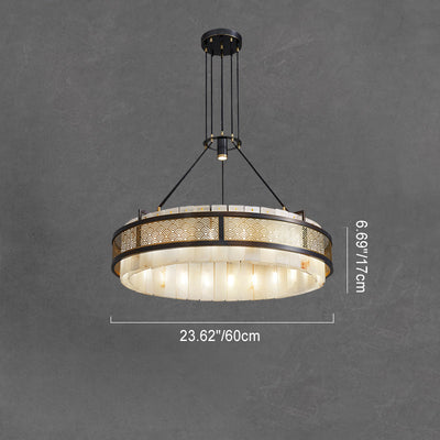 Modern Luxury Circle Copper Marble 9/12 Light Chandelier For Living Room