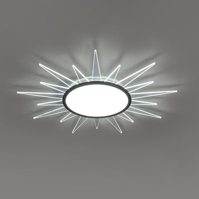 Modern Minimalist Sun Round Aluminum Acrylic LED Flush Mount Ceiling Light For Bedroom