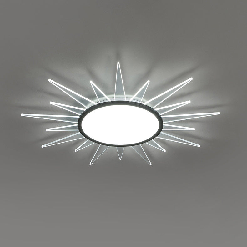 Modern Minimalist Sun Round Aluminum Acrylic LED Flush Mount Ceiling Light For Bedroom