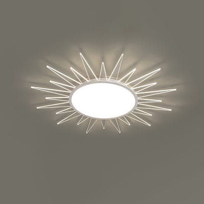 Modern Minimalist Sun Round Aluminum Acrylic LED Flush Mount Ceiling Light For Bedroom