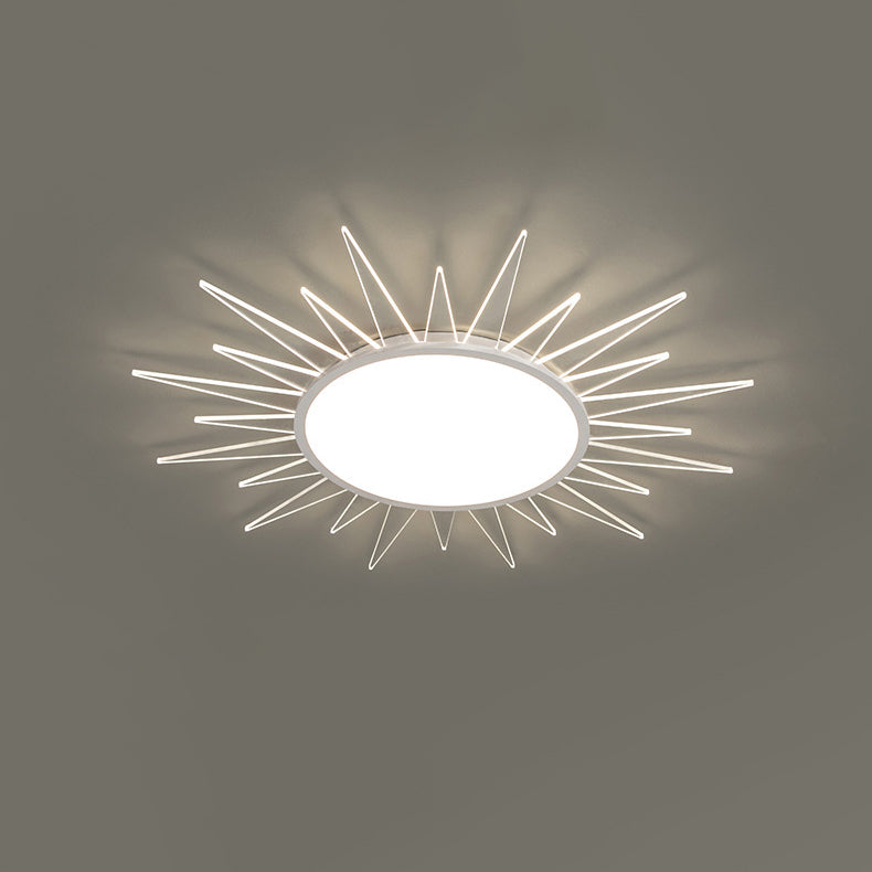 Modern Minimalist Sun Round Aluminum Acrylic LED Flush Mount Ceiling Light For Bedroom