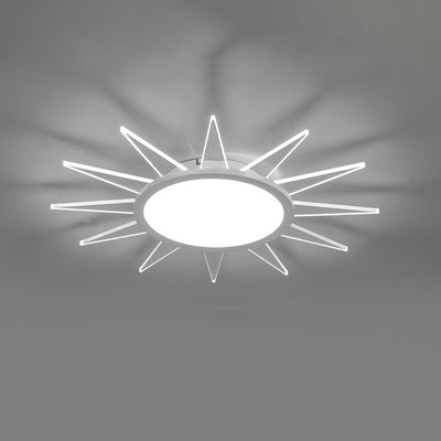 Modern Minimalist Sun Round Aluminum Acrylic LED Flush Mount Ceiling Light For Bedroom