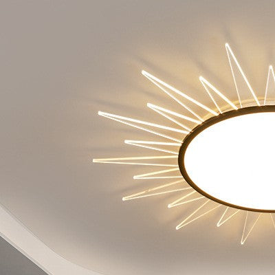 Modern Minimalist Sun Round Aluminum Acrylic LED Flush Mount Ceiling Light For Bedroom