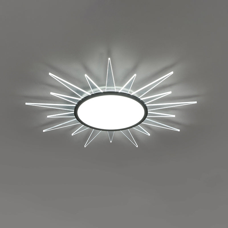 Modern Minimalist Sun Round Aluminum Acrylic LED Flush Mount Ceiling Light For Bedroom