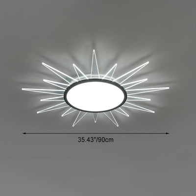 Modern Minimalist Sun Round Aluminum Acrylic LED Flush Mount Ceiling Light For Bedroom