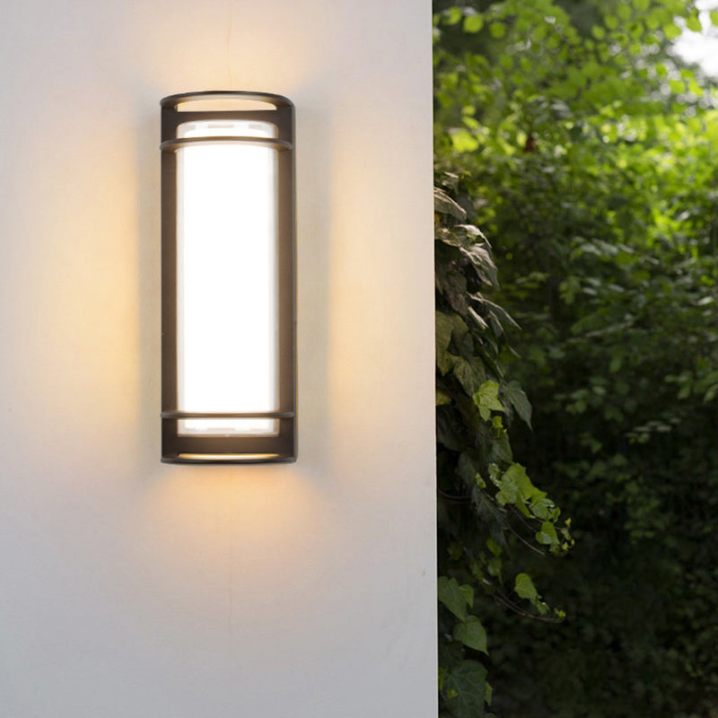 Modern Minimalist Cylinder Aluminum Acrylic LED Wall Sconce Lamp For Outdoor Patio