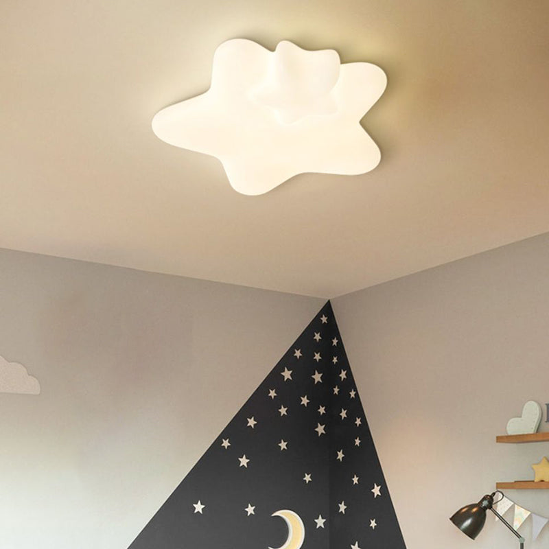 Modern Minimalist Star Plastic Iron LED Flush Mount Ceiling Light For Bedroom