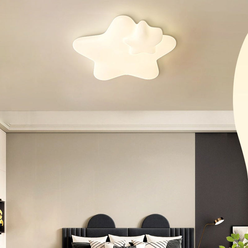 Modern Minimalist Star Plastic Iron LED Flush Mount Ceiling Light For Bedroom