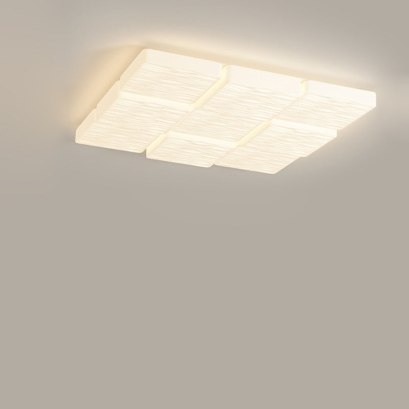 Modern Minimalist Square Plastic Iron LED Flush Mount Ceiling Light For Bedroom