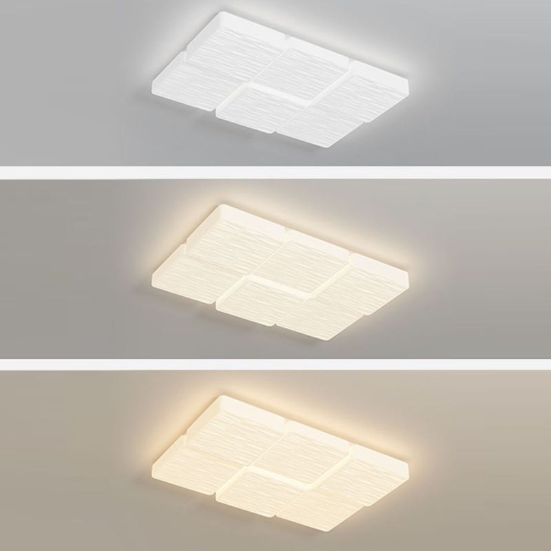 Modern Minimalist Square Plastic Iron LED Flush Mount Ceiling Light For Bedroom