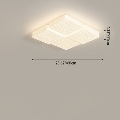 Modern Minimalist Square Plastic Iron LED Flush Mount Ceiling Light For Bedroom