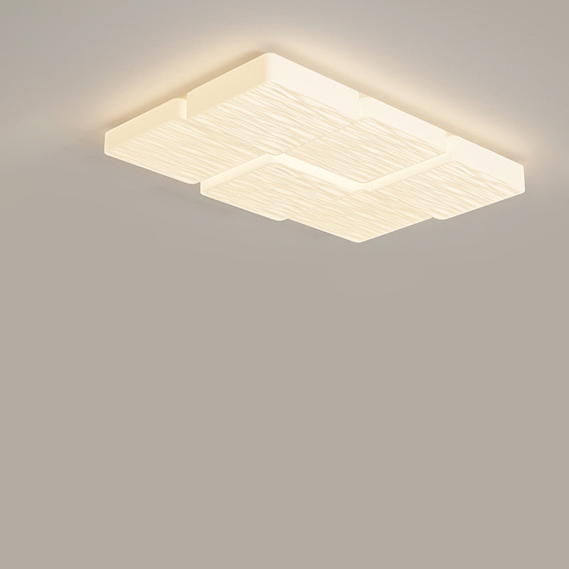 Modern Minimalist Square Plastic Iron LED Flush Mount Ceiling Light For Bedroom