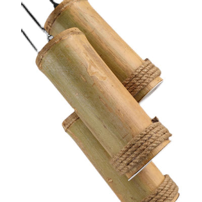 Traditional Rustic Cylinder Bamboo Twine LED Pendant Light For Living Room