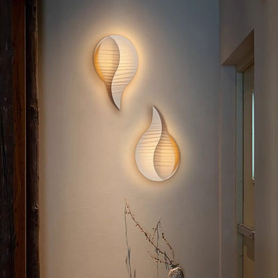 Traditional Japanese Teardrop Fabric LED Wall Sconce Lamp For Hallway