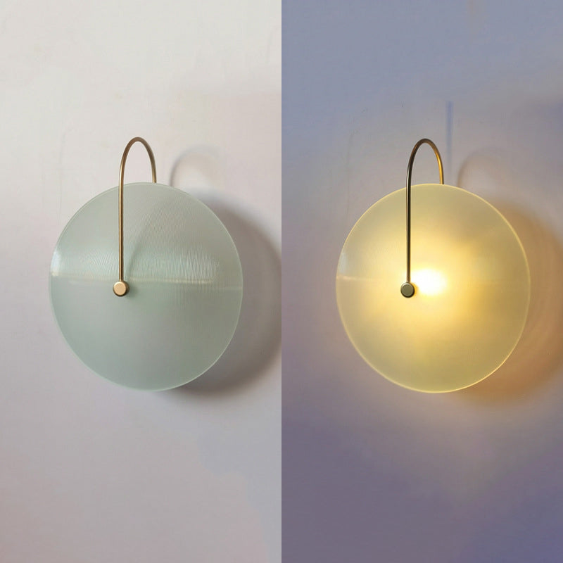 Moderne minimalistische runde Glas Eisen 1-Licht Wandleuchte Lampe für Flur 