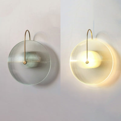 Moderne minimalistische runde Glas Eisen 1-Licht Wandleuchte Lampe für Flur 