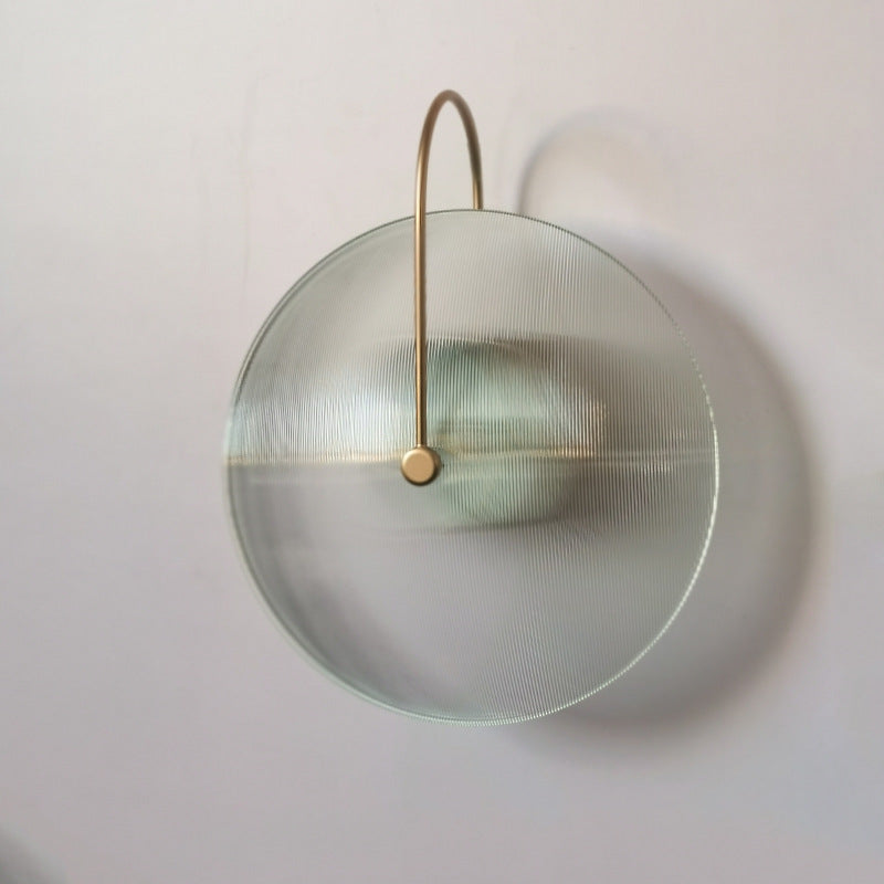 Moderne minimalistische runde Glas Eisen 1-Licht Wandleuchte Lampe für Flur 