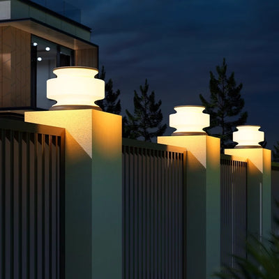 Modernes, unbedeutendes, wasserdichtes Solar-Zylinder-LED-Außenlicht aus Edelstahl-Kunststoff für die Terrasse 