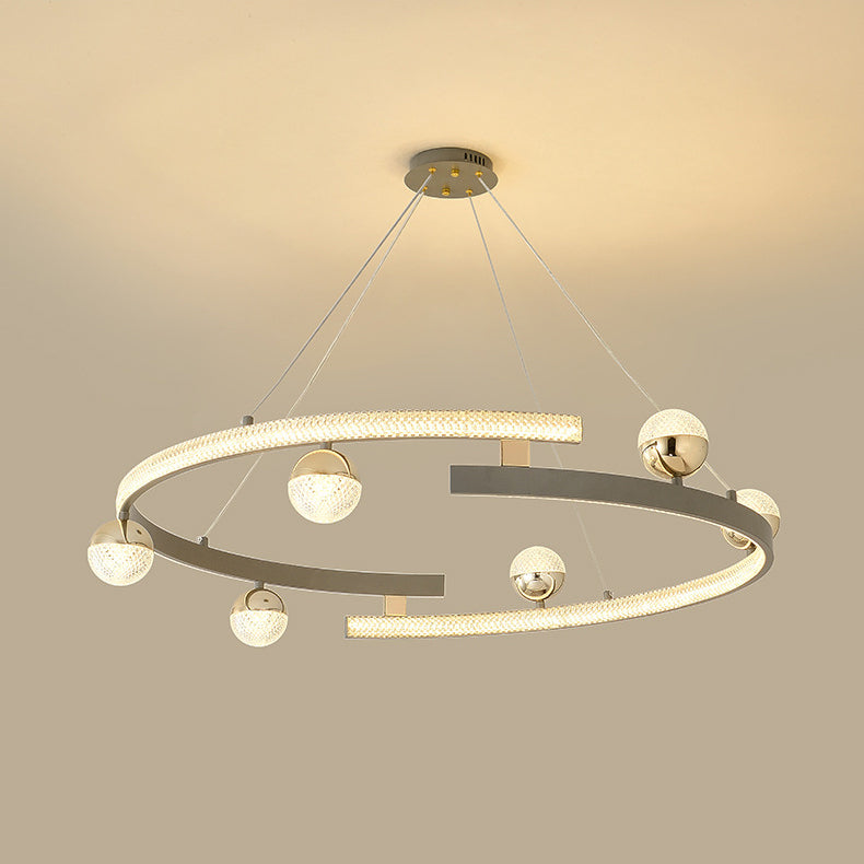 Modern Luxury Ring Iron Acrylic LED Chandelier For Living Room