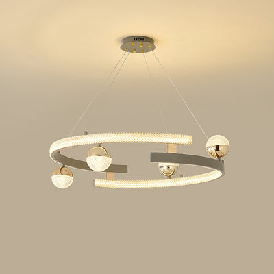 Modern Luxury Ring Iron Acrylic LED Chandelier For Living Room