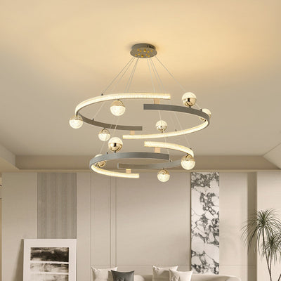 Modern Luxury Ring Iron Acrylic LED Chandelier For Living Room