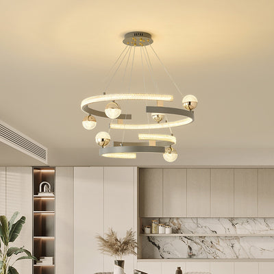 Modern Luxury Ring Iron Acrylic LED Chandelier For Living Room