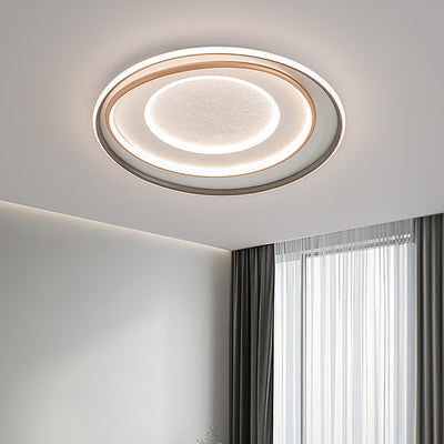 Modern Minimalist Multi-Layer Circle Iron Aluminum Acrylic LED Flush-Mount Ceiling Light For Bedroom