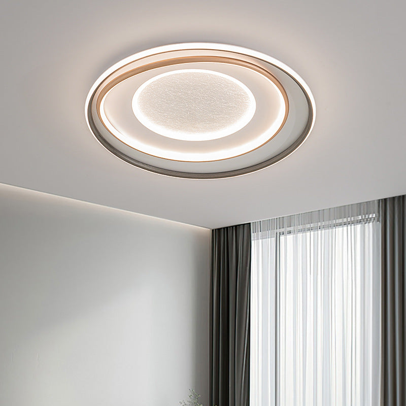 Modern Minimalist Multi-Layer Circle Iron Aluminum Acrylic LED Flush-Mount Ceiling Light For Bedroom