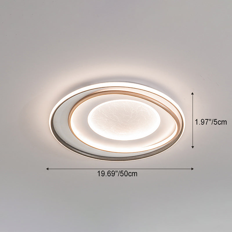 Modern Minimalist Multi-Layer Circle Iron Aluminum Acrylic LED Flush-Mount Ceiling Light For Bedroom