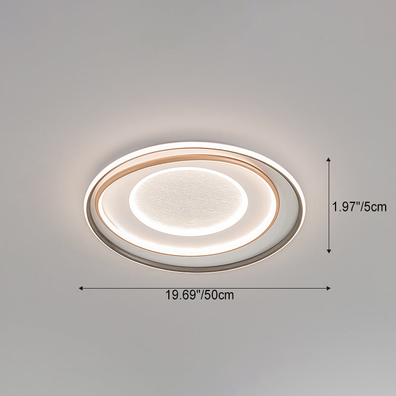 Modern Minimalist Multi-Layer Circle Iron Aluminum Acrylic LED Flush-Mount Ceiling Light For Bedroom