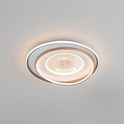 Modern Minimalist Multi-Layer Circle Iron Aluminum Acrylic LED Flush-Mount Ceiling Light For Bedroom