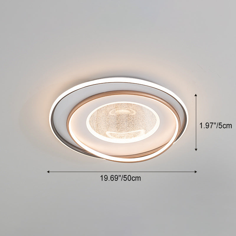 Modern Minimalist Multi-Layer Circle Iron Aluminum Acrylic LED Flush-Mount Ceiling Light For Bedroom