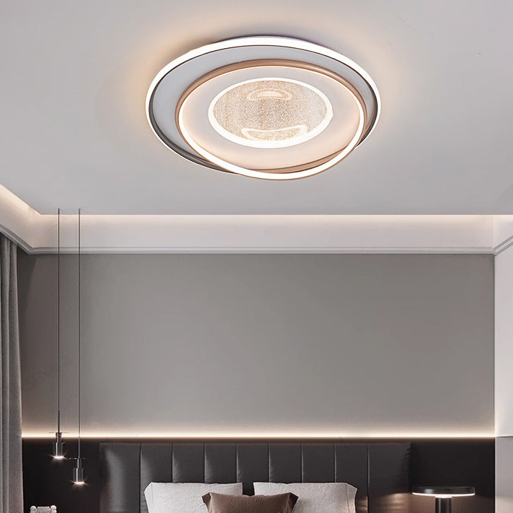 Modern Minimalist Multi-Layer Circle Iron Aluminum Acrylic LED Flush-Mount Ceiling Light For Bedroom