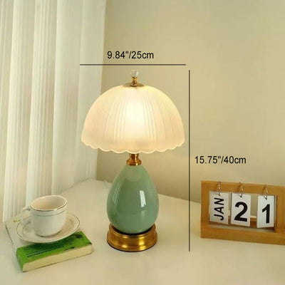 Modern Luxury Transparent Hemisphere Glass Metal Ceramic 1-Light Table Lamp For Bedroom