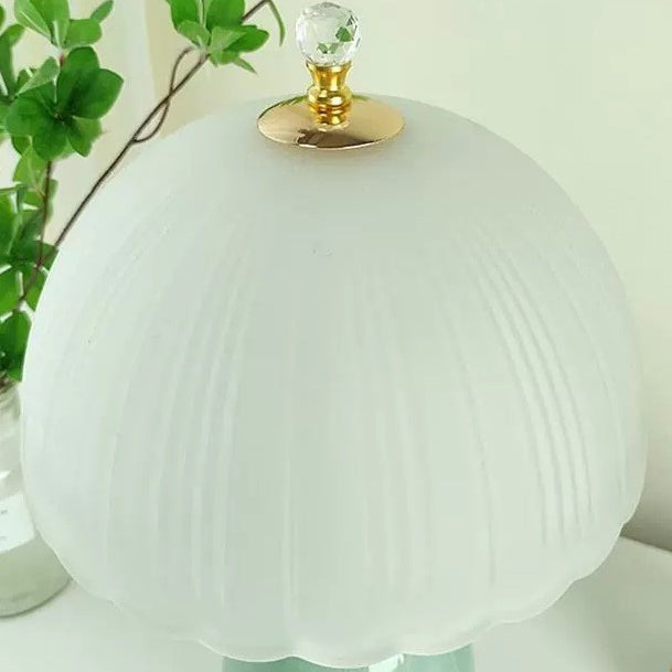 Modern Luxury Transparent Hemisphere Glass Metal Ceramic 1-Light Table Lamp For Bedroom