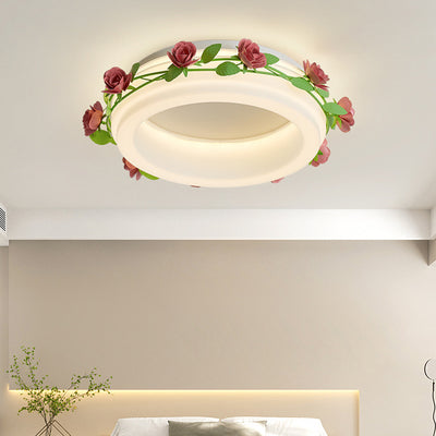 Zeitgenössische kreative Blume Runde Eisen Kunststoff LED Unterputz Deckenleuchte für Schlafzimmer 