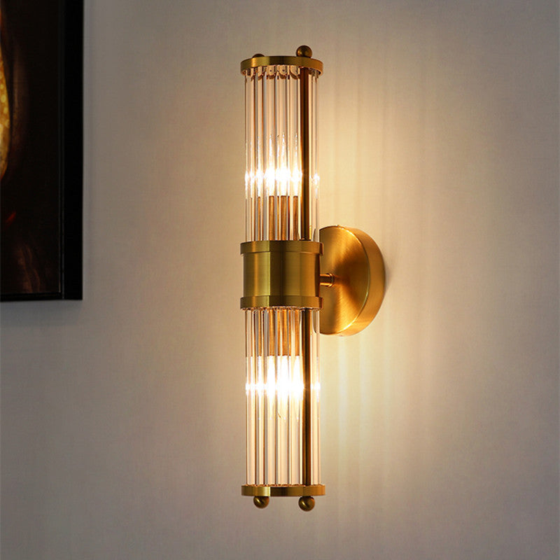 Modern Luxury Transparent Cylinder Iron Glass 1/2 Light Wall Sconce Lamp For Hallway