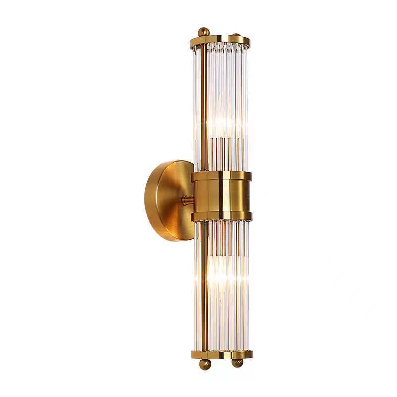 Modern Luxury Transparent Cylinder Iron Glass 1/2 Light Wall Sconce Lamp For Hallway