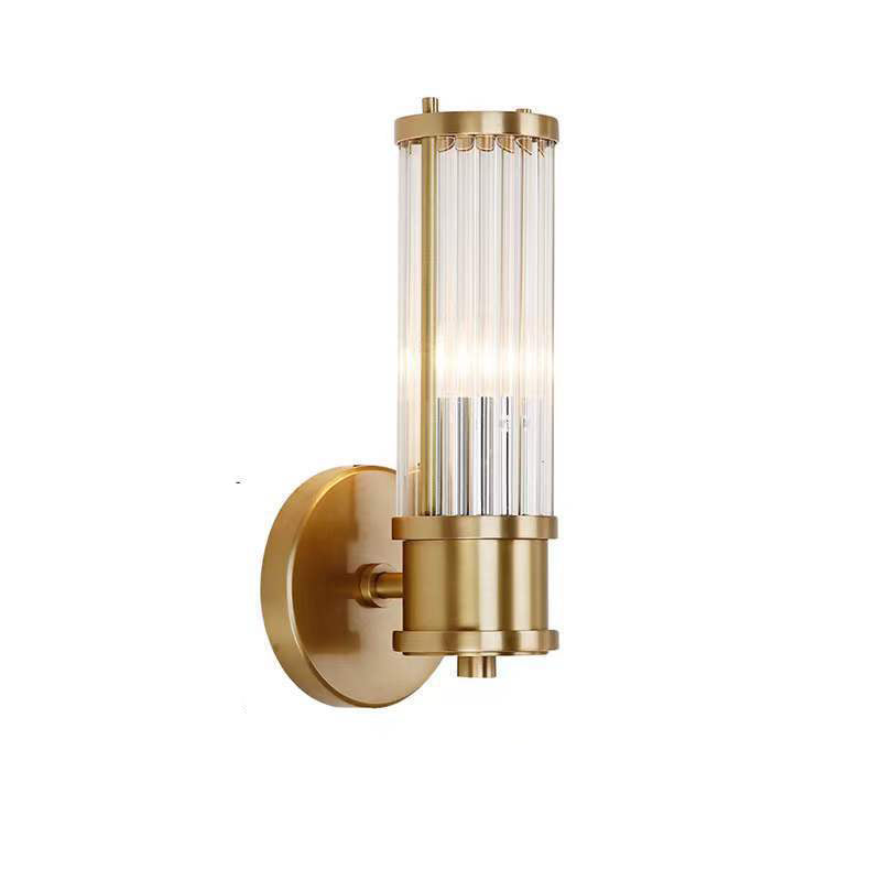 Modern Luxury Transparent Cylinder Iron Glass 1/2 Light Wall Sconce Lamp For Hallway