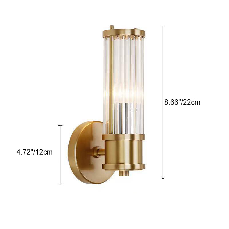 Modern Luxury Transparent Cylinder Iron Glass 1/2 Light Wall Sconce Lamp For Hallway